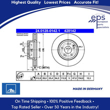 Load image into Gallery viewer, Mercedes Front Brake Disc Rotor Coated L or R 1994-98 C220 C230 C280 German Ate
