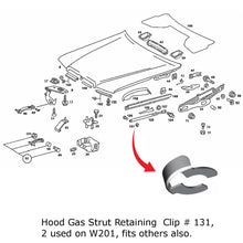 Load image into Gallery viewer, 2 X Hood Trunk Door Gas Strut Spring Armrest 8mm Retaining Clip 1973-15 Mercedes
