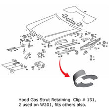 Load image into Gallery viewer, Hood Trunk Door Gas Strut Spring Armrest 8mm Retaining Clip 1973-15 Mercedes
