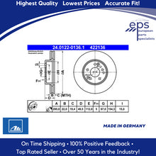 Load image into Gallery viewer, L or R Rear Brake Disc Rotors Select 1990-93 Mercedes CE E TE Ate 124 421 15 12
