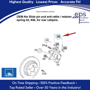 2001-11 Mercedes Rear Brake Pad Caliper Slide Pin & Spring Hardware Kit & Lube