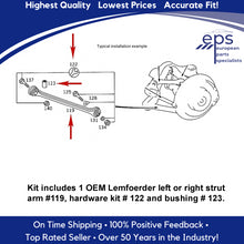 Load image into Gallery viewer, Left or Right Rear Suspension Strut Arm &amp; Bolt Kit 1984-11 Mercedes Lemferder
