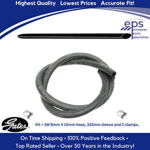 Radiator Overflow Tank Breather Hose Kit with Sleeve and Clamps 1973-91 Mercedes