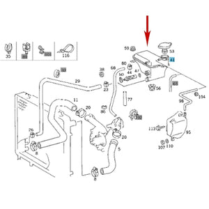 1993-95 Mercedes 300E 300CE 300TE E320 Radiator Coolant Overflow Expansion Tank