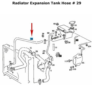 Coolant Expansion Tank to Bottom of Radiator Hose 1993-95 Mercedes W124 300 E320