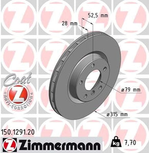 95-03 BMW M3 98-02 Z3 M Right Front Brake Disc Rotor German Zimmermann 2 227 172