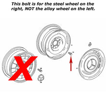Load image into Gallery viewer, Steel Wheel Lug Bolt 12mm X 40mm X 1.5mm 60- 85 Mercedes Models with Wheel cover
