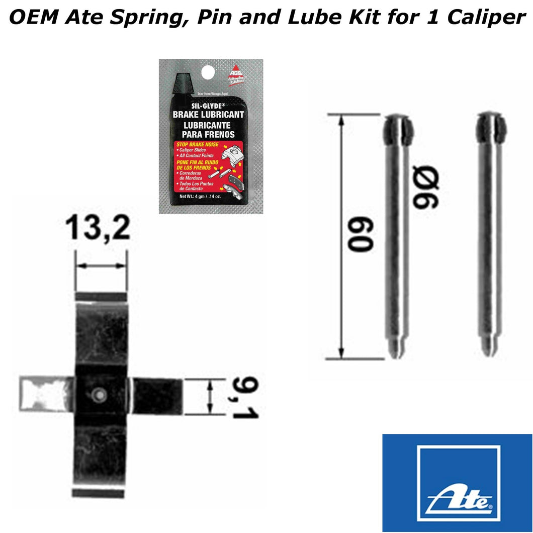 Ate Rear Brake Caliper Slide Pin Anti Rattle Spring & Lube Kit 1990-98 Mercedes