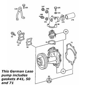 Water Pump OEM Quality German Made Laso 1981-85 Mercedes 380 500 SE SEC SEL SL