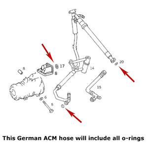 1987-93 Mercedes 190E 2.6 A/C Suction Manifold Hose + Fuel Cooling ACM Germany