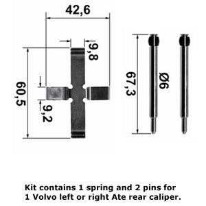 1976-95 Volvo 240 260 740 760 940 Rear Brake Caliper Pad Spring Pin Hardware Kit