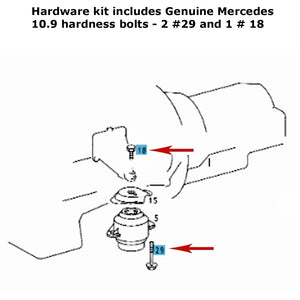 Left or Right Motor Mount Bolt Kit 1990-95 Mercedes 400E 500E 500SEL E 420 500