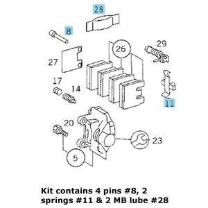 94-09 Mercedes W 129 140 170 203 209 210 Rear Brake Caliper Slide Pin Spring Kit