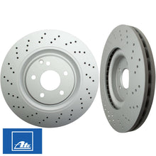 Load image into Gallery viewer, 2002-10 Mercedes C CLK SLK 2 Front Brake Disc Rotors Cross Drilled Ate 430180
