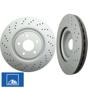 2002-10 Mercedes C CLK SLK 2 Front Brake Disc Rotors Cross Drilled Ate 430180