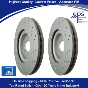 2002-10 Mercedes C CLK SLK 2 Front Brake Disc Rotors Cross Drilled Ate 430180