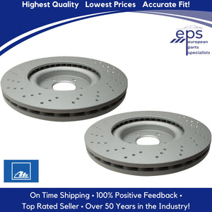 2002-10 Mercedes C CLK SLK 2 Front Brake Disc Rotors Cross Drilled Ate 430180
