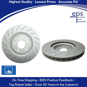 2002-10 Mercedes C CLK SLK 2 Front Brake Disc Rotors Cross Drilled Ate 430180