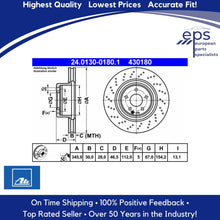Load image into Gallery viewer, 2002-10 Mercedes C CLK SLK 2 Front Brake Disc Rotors Cross Drilled Ate 430180
