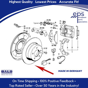 BMW L or R Rear Brake Disc Rotor 88-94 740 750 i iL Balo Vented 34 21 1 162 967