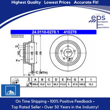 Load image into Gallery viewer, 2003-09 E-Class &amp; 14-16 E250 Coated Rear Brake Disc Rotors Ate 000 423 10 12 07
