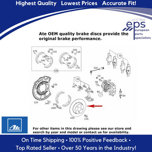 2003-09 E-Class & 14-16 E250 Coated Rear Brake Disc Rotors Ate 000 423 10 12 07