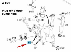 1996-13 Mercedes Windshield Washer Reservoir Large Pump Block Off Plug 19mm