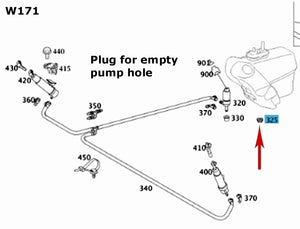 1996-13 Mercedes Windshield Washer Reservoir Large Pump Block Off Plug 19mm