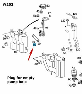 1996-13 Mercedes Windshield Washer Reservoir Large Pump Block Off Plug 19mm