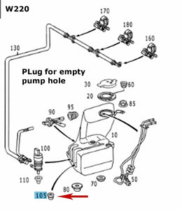 1996-13 Mercedes Windshield Washer Reservoir Large Pump Block Off Plug 19mm