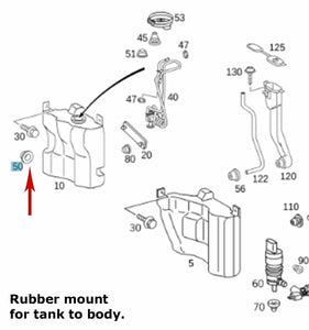 2001-23 Mercedes Washer Fluid Reservoir Rubber Mounting Grommet 203 869 01 98