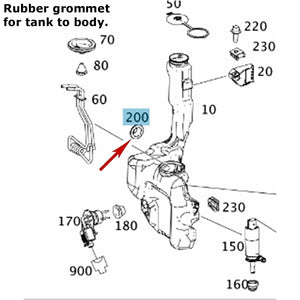 2001-23 Mercedes Washer Fluid Reservoir Rubber Mounting Grommet 203 869 01 98