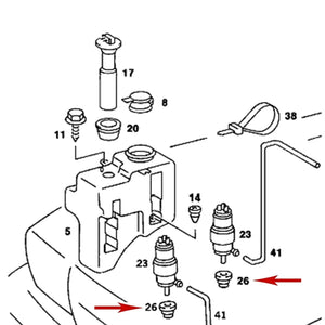 1977-19 Mercedes Genuine Windshield Washer Fluid Tank Pump Rubber Seal Grommets