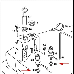 1977-19 Mercedes Genuine Windshield Washer Fluid Tank Pump Rubber Seal Grommets