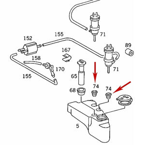 2008-21 Mercedes Windshield Washer Fluid Tank Pump Rubber Grommet with Filter