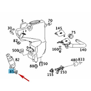 2008-21 Mercedes Windshield Washer Fluid Tank Pump Rubber Grommet with Filter