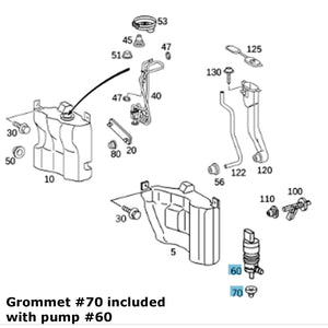 1997-21 Mercedes Windshield Washer Fluid Pump & Seal Front or Rear 221 869 01 21