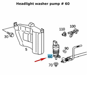 1998-24 Mercedes Headlight Washer Pump CL CLK CLS G ML E S SL SLK Sprinter Febi