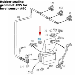 1998-12 Mercedes Benz Washer Fluid Container Level Sensor Rubber Seal Grommet