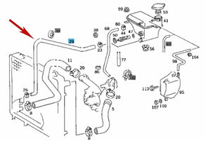 Bottom of Radiator to Coolant Expansion Tank Hose 1993-95 Mercedes W124 300 E320