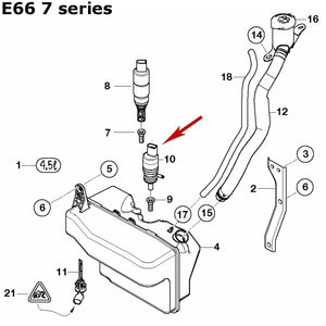 96-15 BMW 1 3 5 6 7 X Z M Headlight Washer Pump 67 12 8 377 430 OEM Continental