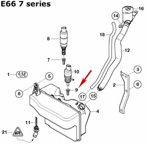 99-23 BMW Headlight Washer Pump Rubber Grommet & Strainer Genuine BMW 8 374 382