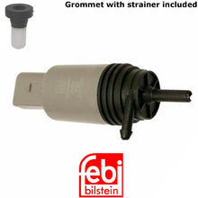 Load image into Gallery viewer, 2002-12 BMW Windshield Washer Pump with Grommet &amp; Strainer Febi 67 12 7 302 589
