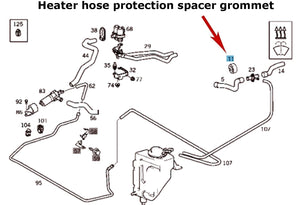 1975-15 Mercedes A/C Radiator Heater P/S Hose Spacer Protection Buffer Grommet