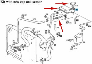 84-93 Mercedes 190 D E 260 300 CE E TE Radiator Coolant Overflow Expansion Tank