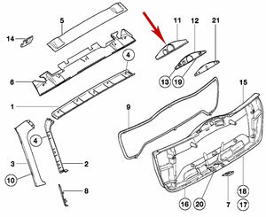 2000-05 BMW E46 323i 325i 325xi Wagon Tailgate Hatch Grey Trim Cover 8 235 269