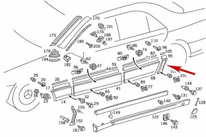 1995-99 Mercedes W140 S 320 350 500 600 Left Rear Fender Panel Molding New OE MB