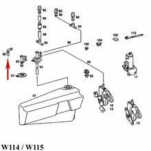 Load image into Gallery viewer, 1973-80 Mercedes Windshield Washer Fluid Reservoir Cap 90° Elbow Hose Connector
