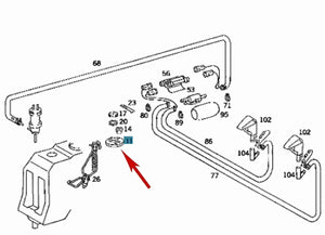 1981-93 Mercedes W 124 126 201 Windshield Washer Tank Lid Heater Element Adaptor
