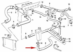 1996-00 BMW E36 E36 323i 328i M3 Z3 Radiator Expansion Tank Heater Return Hose